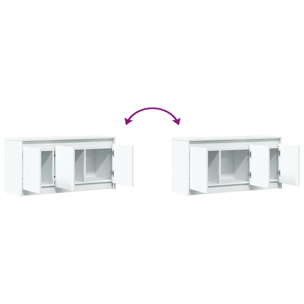Mobile TV multimediale scaffale per televisione televisore buffet sala da pranzo soggiorno camera da letto con LED 100 x 34 x 50 cm derivati ​​del legno bianco 02_0026427