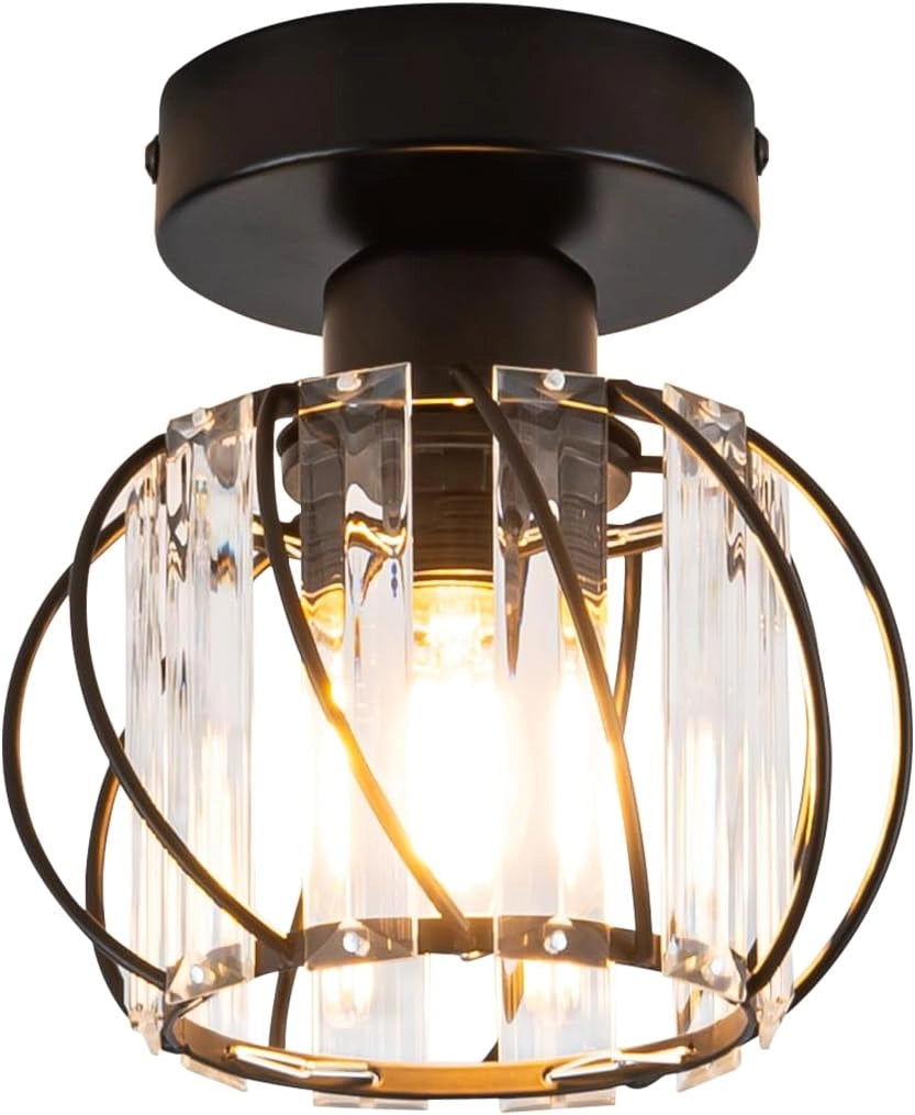 ZMH Lampada da soffitto plafoniera moderna cristallo nero E27 illuminazione vintage per interni