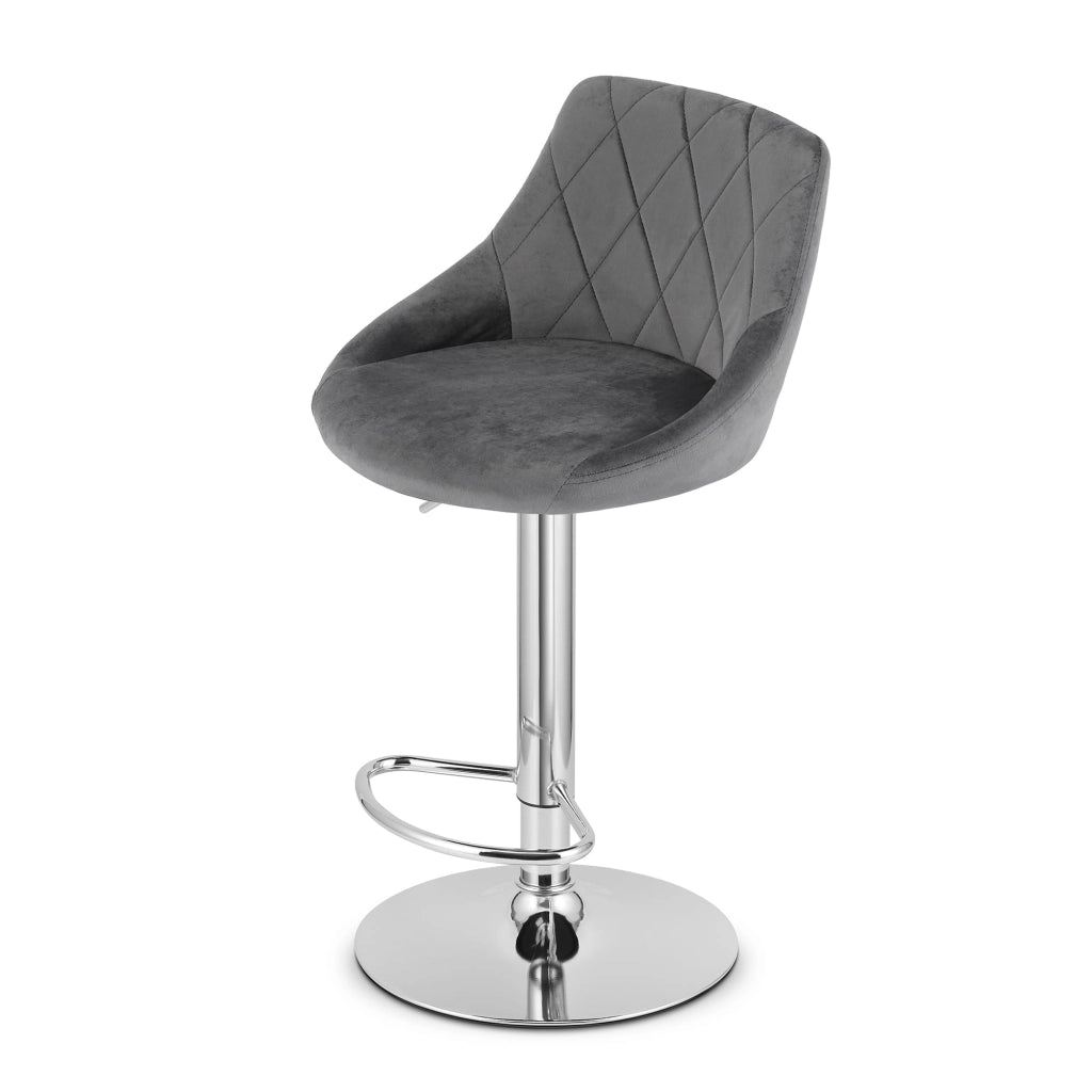 Sgabello girevole VALORA DAKA - Grigio velluto con base cromata