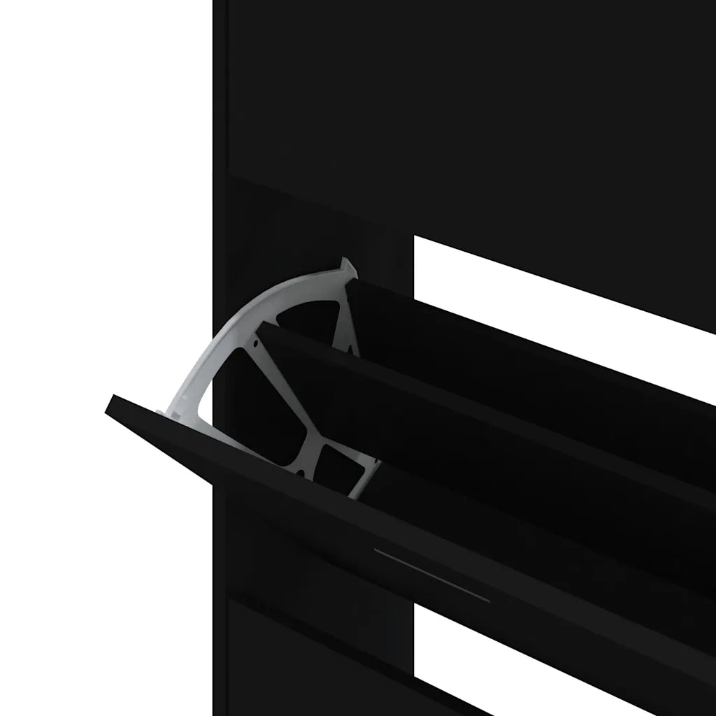 Scarpiera-Scaffale per scarpe Nera 63x24x147 cm in Legno Multistrato