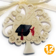 Trade Shop - Bomboniera Albero Della Vita Laurea Cappello Piuma Calamaio Ceramica Appendino -