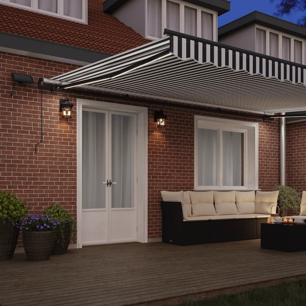 Tenda Retrattile Manuale con LED Antracite/ Bianco 500x300 cm 3310239