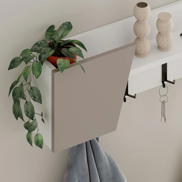 Mensola Appendiabiti da Parete Attaccapanni 74 cm Bianco e Beige Chiaro