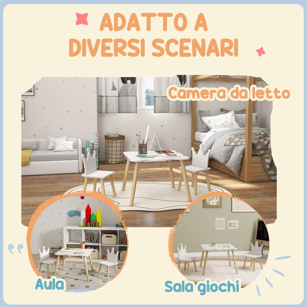 Tavolo e 2 Sedie per Bambini ¨C zephmum ¨C Bianco