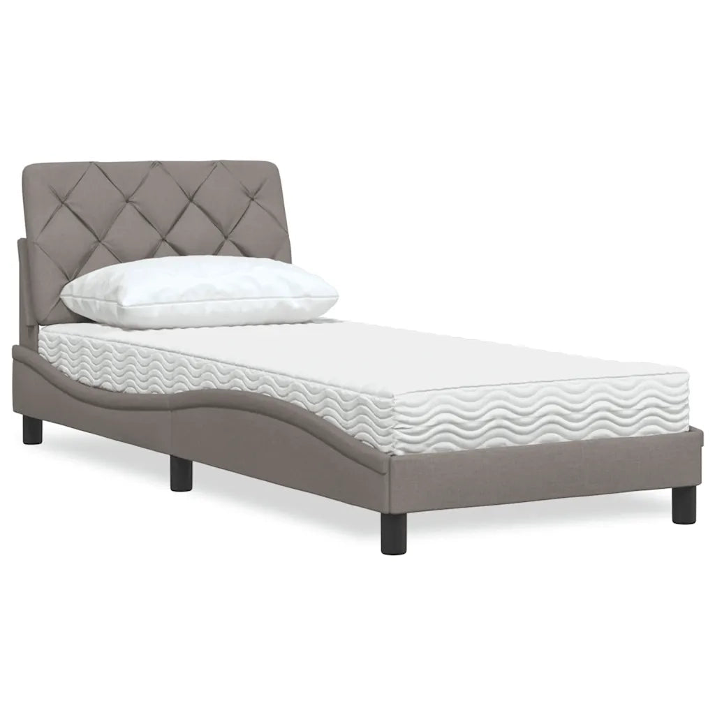 Letto con Materasso Tortora 90x200 cm in Tessuto 3310717