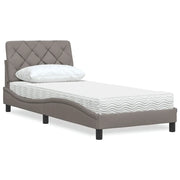 Letto con Materasso Tortora 90x200 cm in Tessuto 3310717