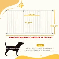 Cancellino per Cani a 3 Estensioni con Larghezza Regolabile 74-148 cm e Chiusura Automatica, Bianco