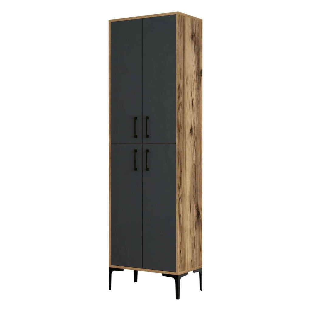 Amata, Armadio Multiuso Grande 5 Ripiani, 60x200h cm Marrone Noce