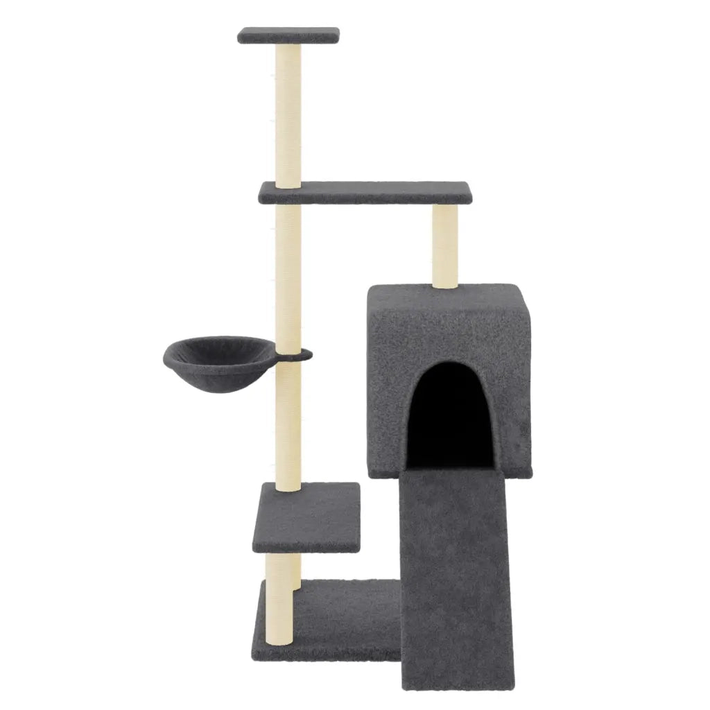 Albero per Gatti con Tiragraffi in Sisal Grigio Scuro 130,5 cm CFW6008299