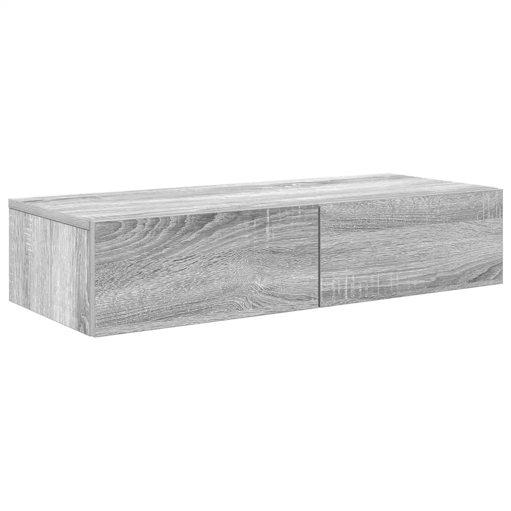 Scaffale a Parete con Cassetti Grigio 80x33x17 cm in Truciolato 859982