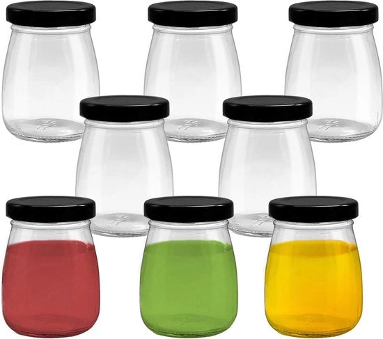 Contenitori di gelatina trasparenti a chiusura ermetica - 8 pezzi - 100 ml - inerti al calore - mini - portatili - per la conservazione di gelatina e budino di latte.