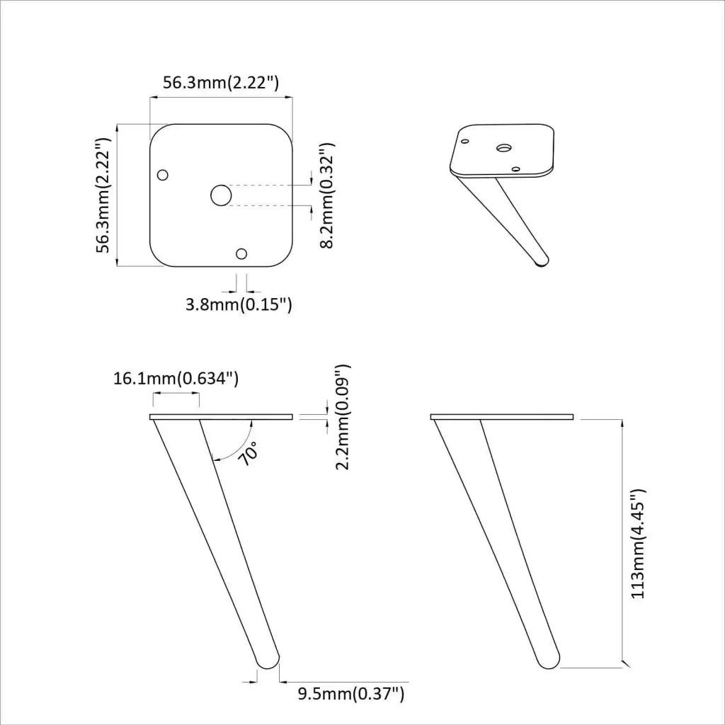 Piedini in Piedi 12 pz Nero 56 x 56 x 100 mm Ferro CFW1462490
