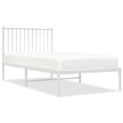 Letto singolo | Letto per adulti | Giroletto con Testiera Metallo Bianco 90x190 cm