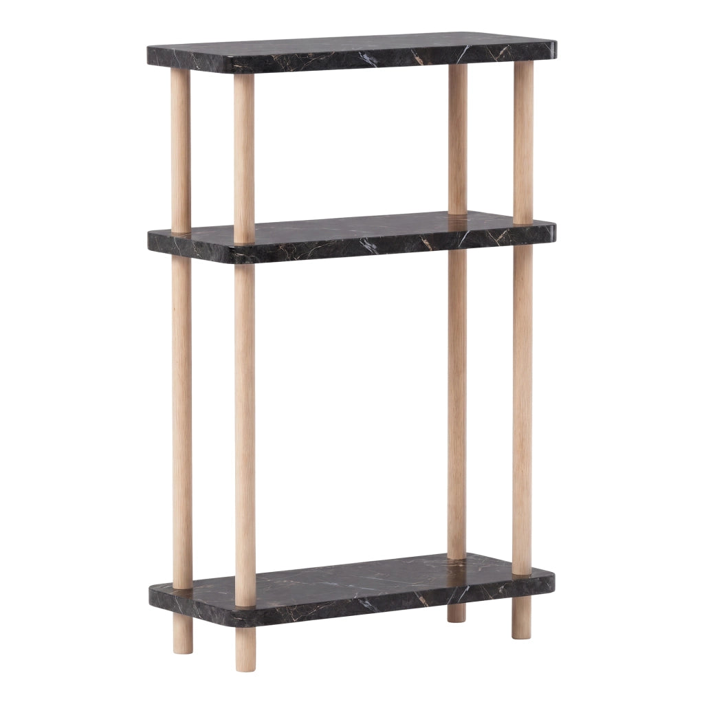 Scaffale da Terra Multiuso Nampernu a 3 Piani 62 x 40 x 18 cm - Effetto Marmo Nero [en.casa]