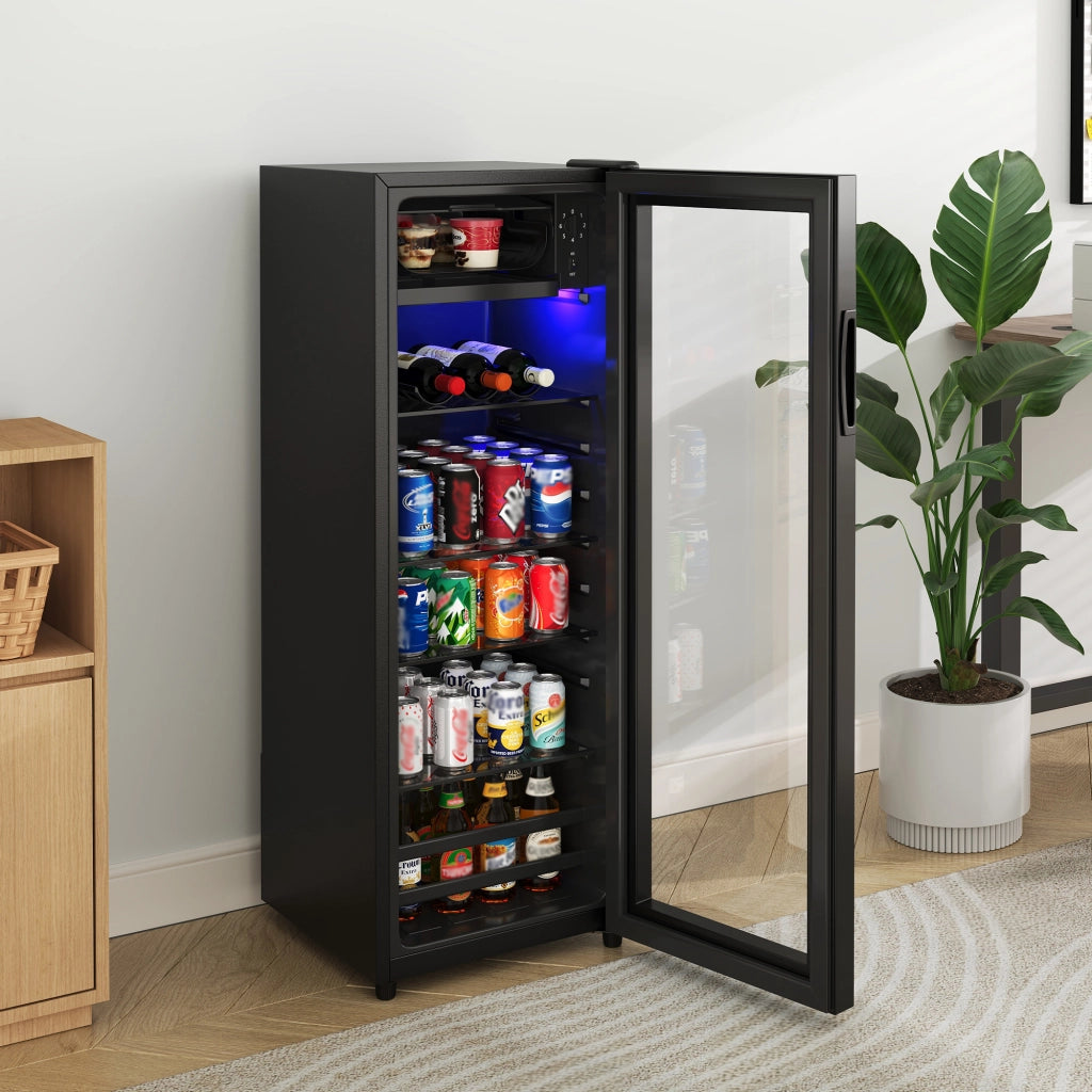 Frigorifero Combinato 128L con Freezer 8L ¨C MINIMAL ¨C Compressore, LED Blu, Ripiani Regolabili