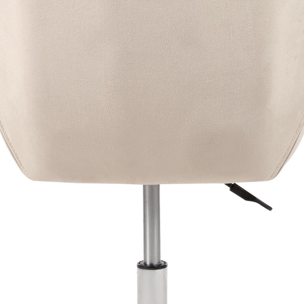 Sedia da ufficio in velluto beige girevole regolabile in altezza stile moderno home office