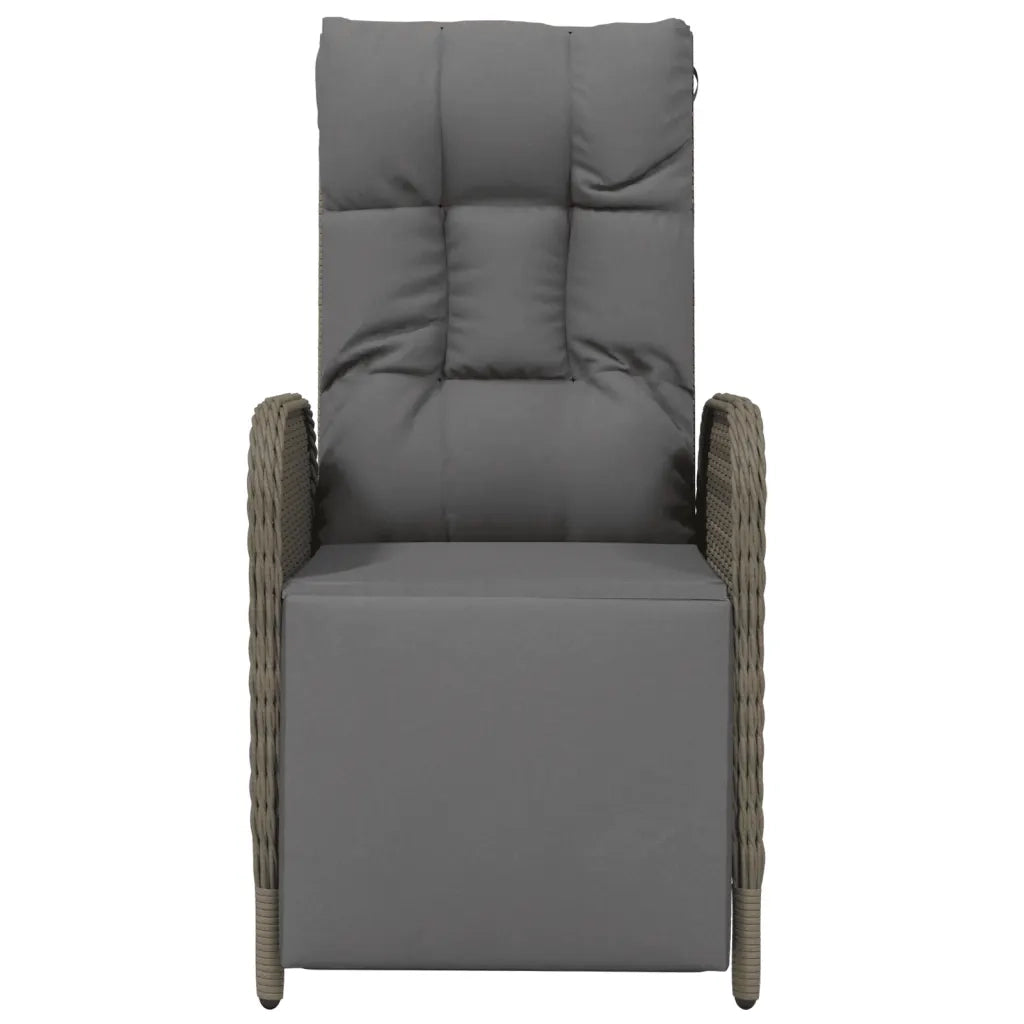 Sedie Reclinabili da Esterno con Cuscini 2 pz Polyrattan Grigie 319891