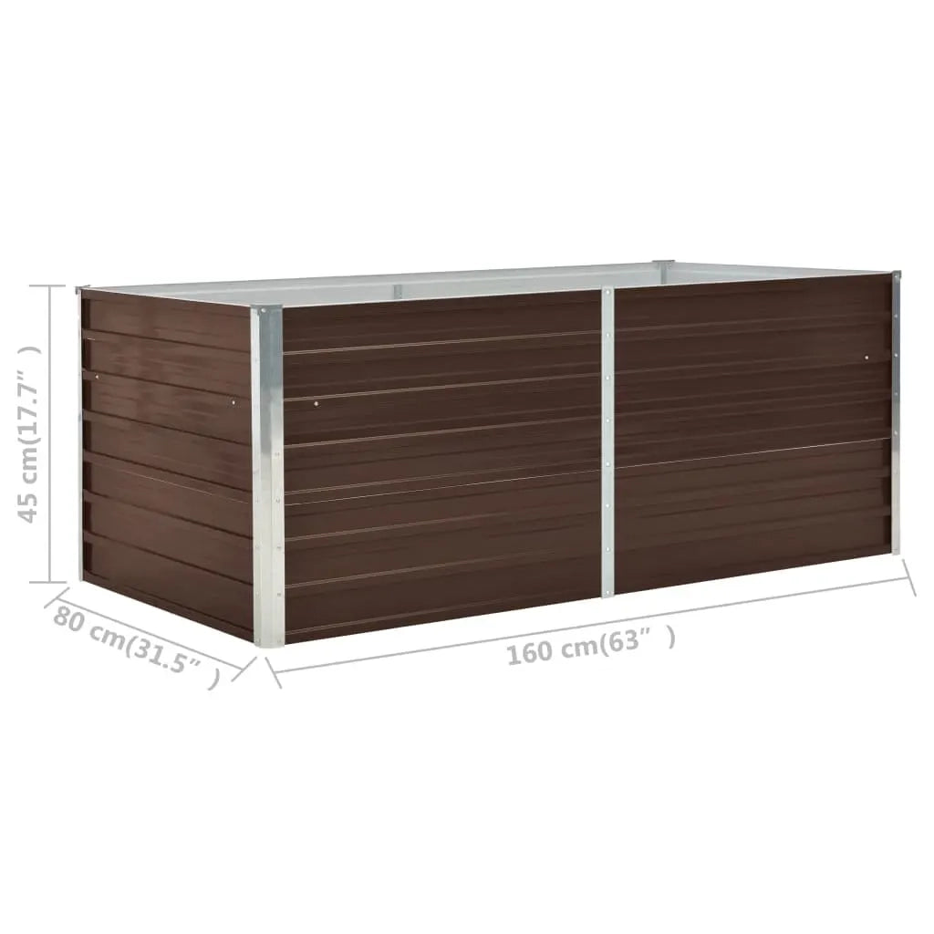 Fioriere | Cassetta per fiori | Letto di Coltura Rialzato 160x80x45cm Acciaio Zincato Marrone