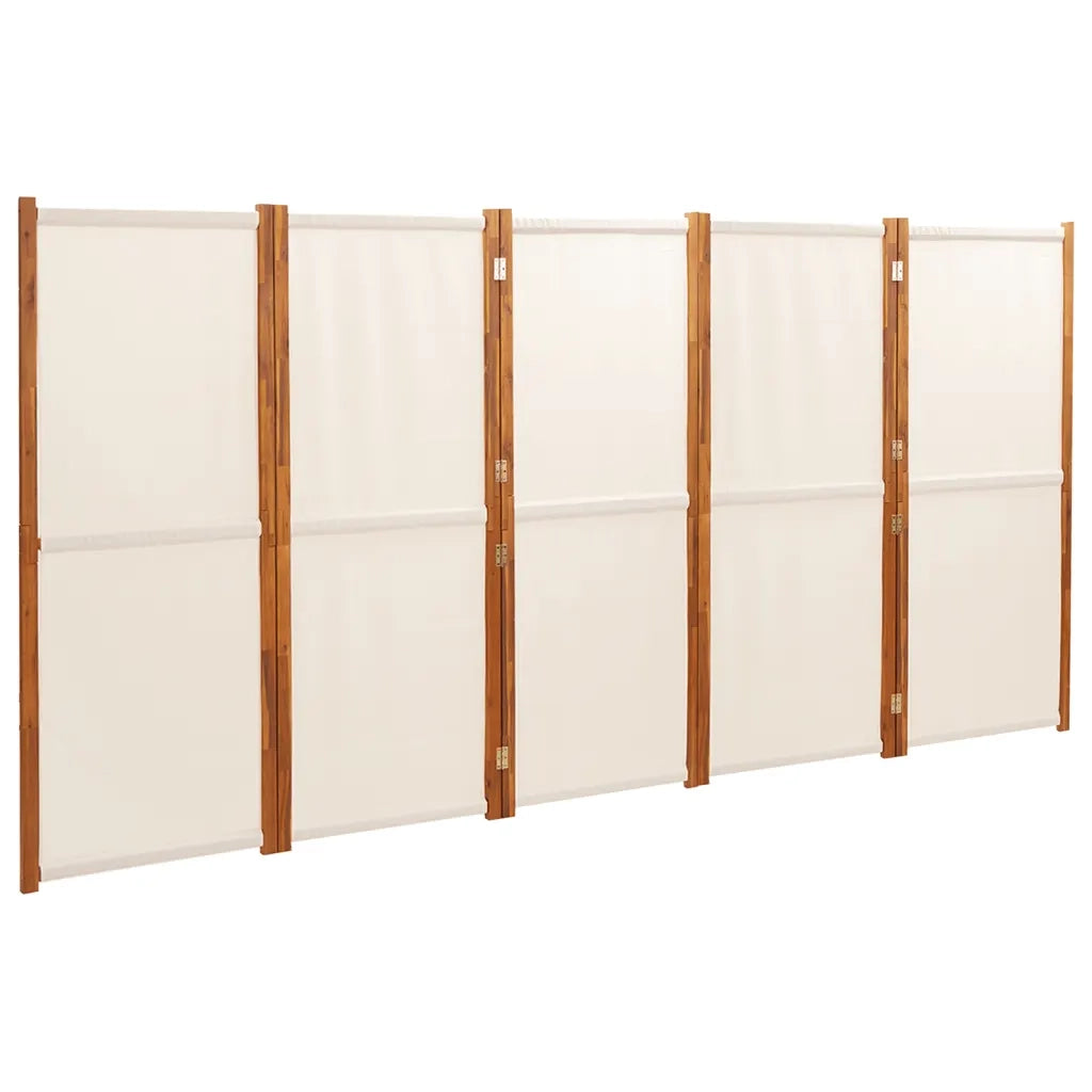 Divisorio Ambienti | Divider per stanze | Paravento a 5 Pannelli Bianco Crema 350x180 cm