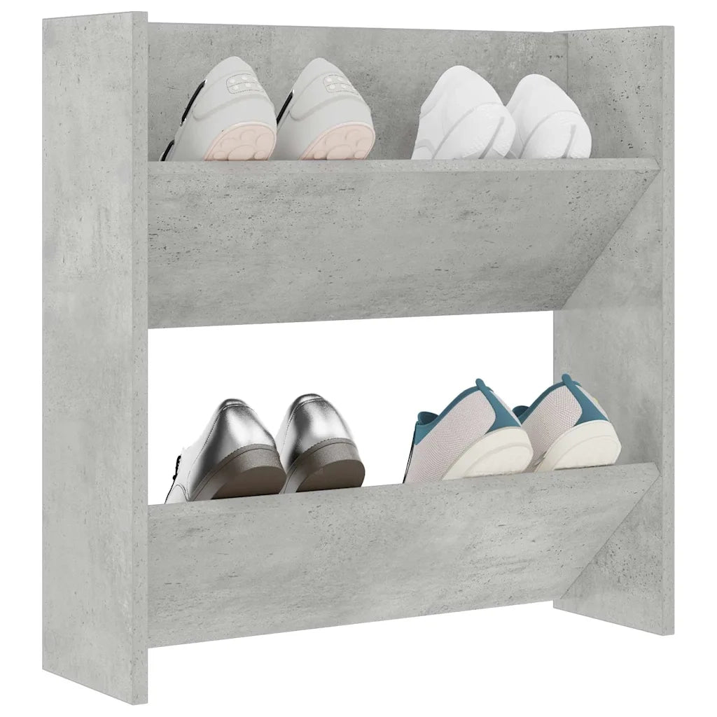 Scarpiera a Muro Grigio Cemento 60x18x60cm in Legno Multistrato 806726