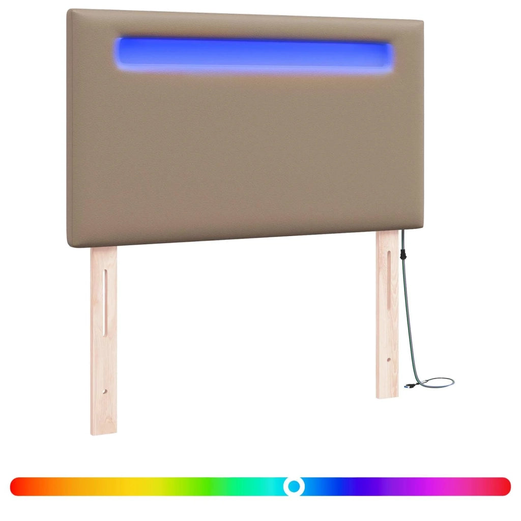 Testiera LED Cappuccino 90 cm Pelle Sintetica 42007296
