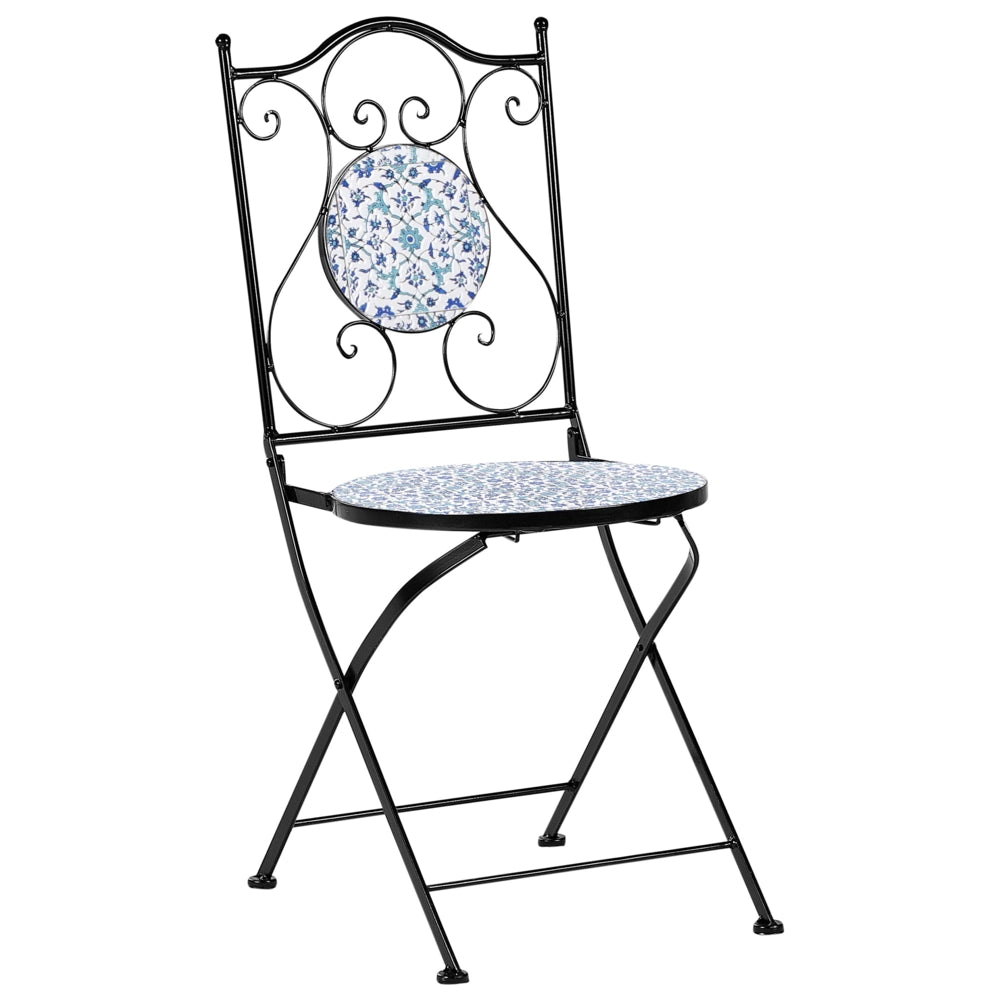 Set da bistrot da giardino in metallo nero con motivo a mosaico stile vintage