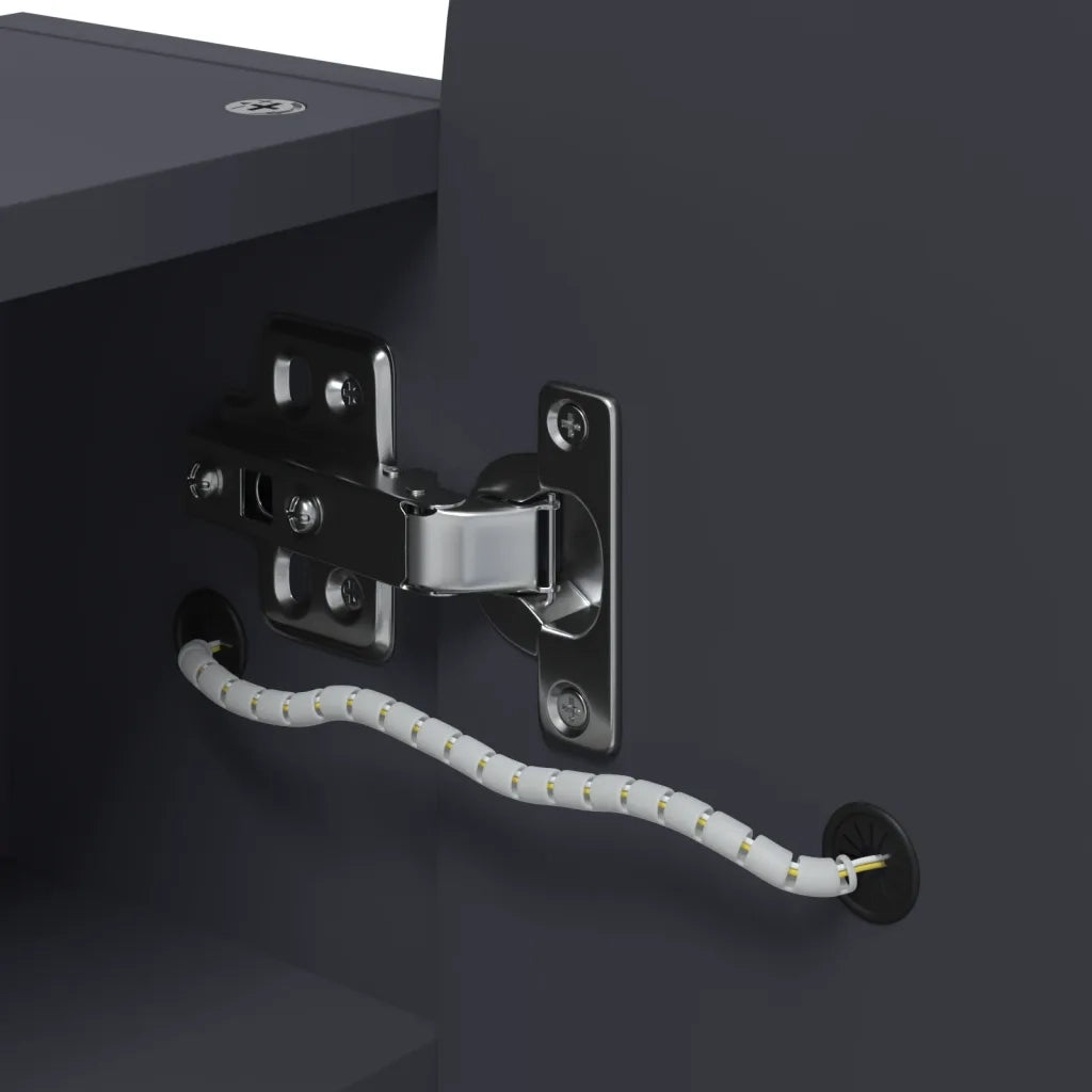 Mobiletto a specchio da parete con illuminazione LED regolabile 42 x 13 x 70 cm legno grigio 02_0047274