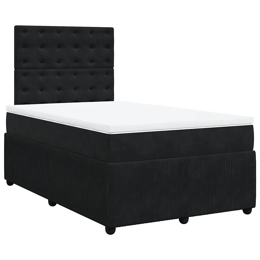 Giroletto a Molle con Materasso Nero 120x200 cm in Velluto 3294624