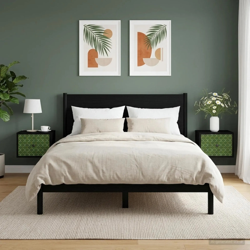 Mobiletto da comodino a parete GELEEN 2 pz Rovere Nero 8007440