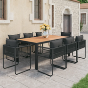 Set da Pranzo da Giardino 9 pz in Rattan PVC Nero e Marrone