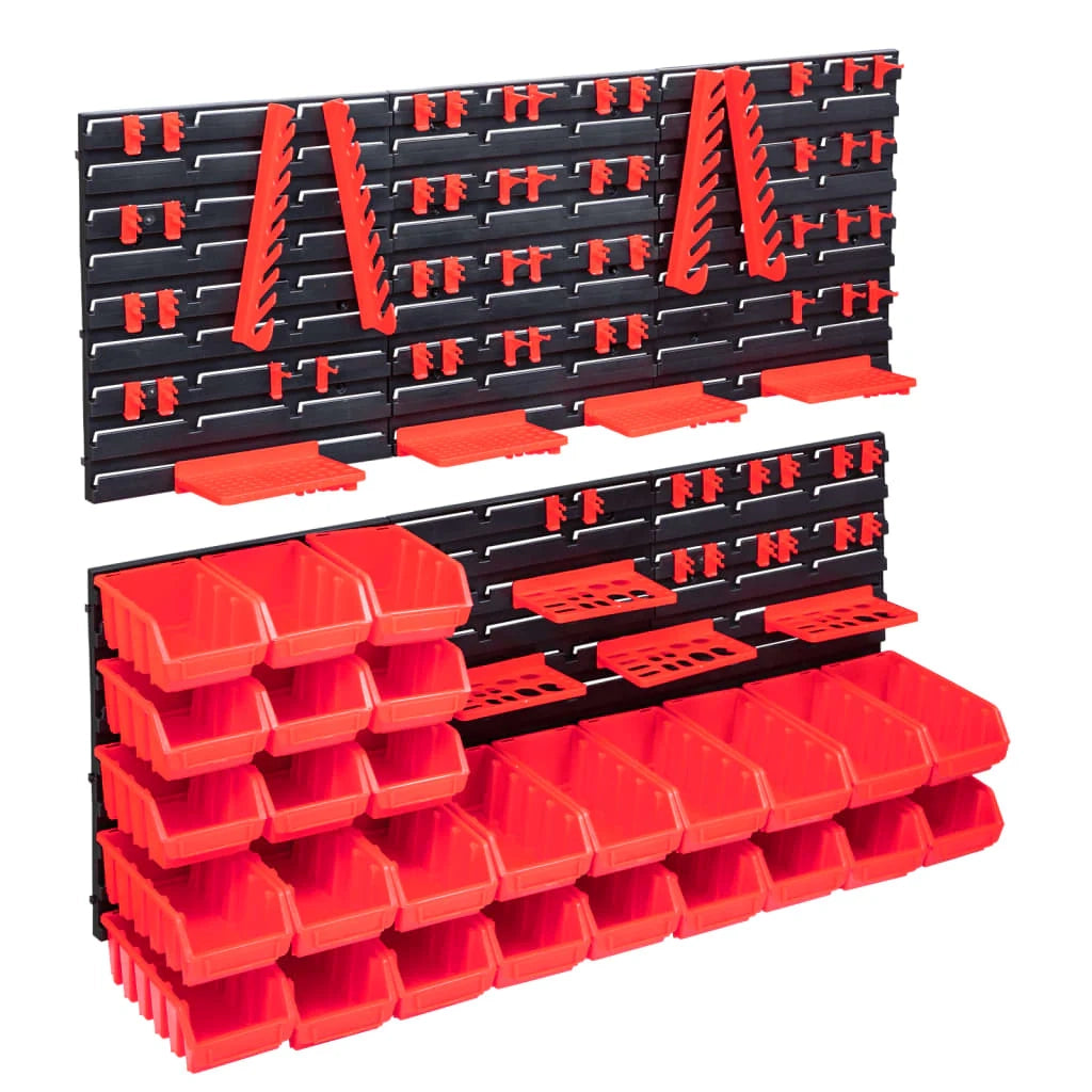 Kit contenitore portaoggetti e pannello da parete da 103 pezzi rosso e nero 02_0003843