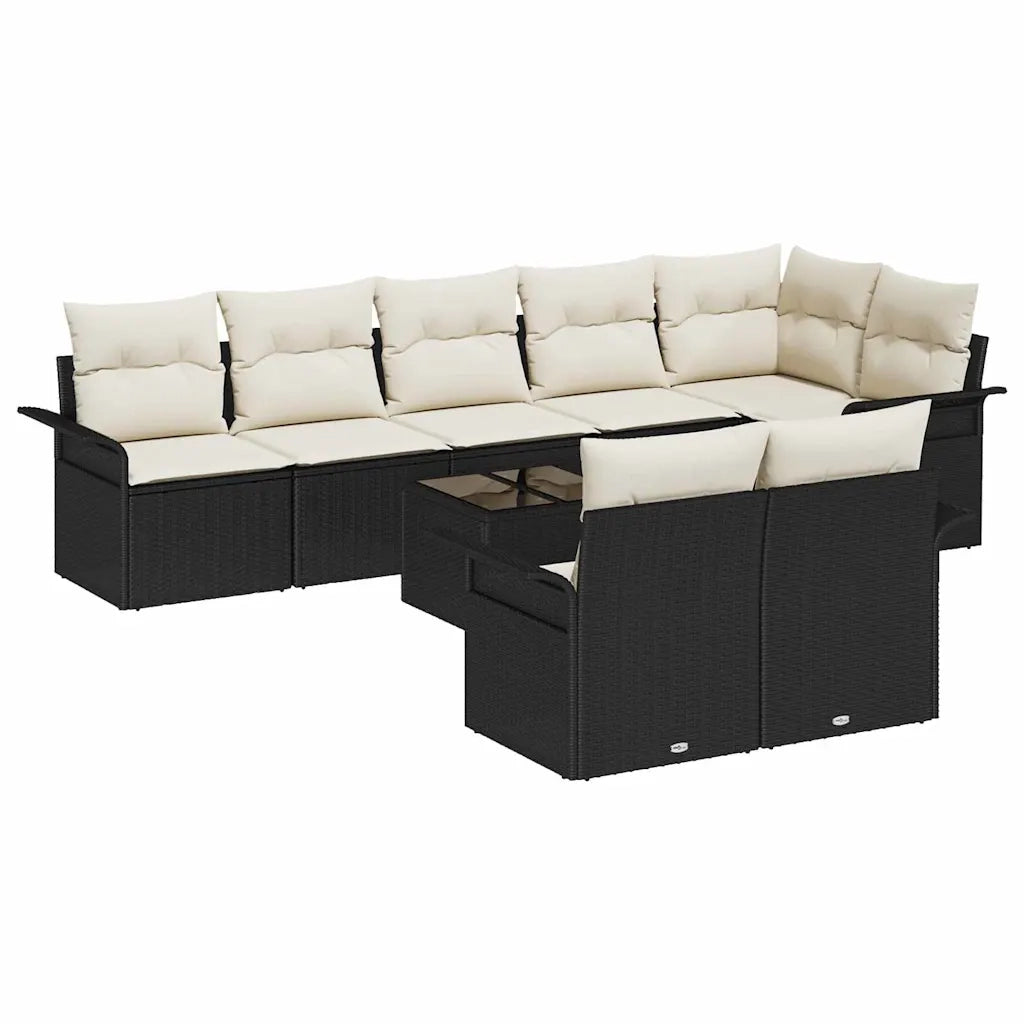 Set Divano da Giardino con archiviazione 9 pcs Nero polyrattan 3354086