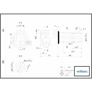 Boccola albero cardanico 175 mm Attacco albero scanalato 1 3/8" 6D Albero uscita 1 3/4" 6D Trattore