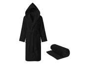 Accappatoio Con Cappuccio In Morbida Spugna Mod. Sophie Tinta Unita - XXXL - Nero