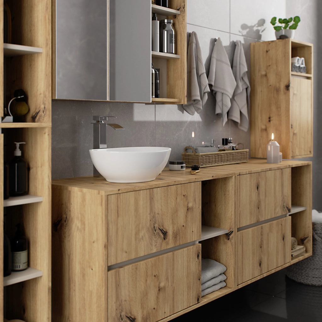 Mobile bagno sospeso VAMI Rovere Artisan, Cashmere 35 cm 1 anta 35x30x80 cm