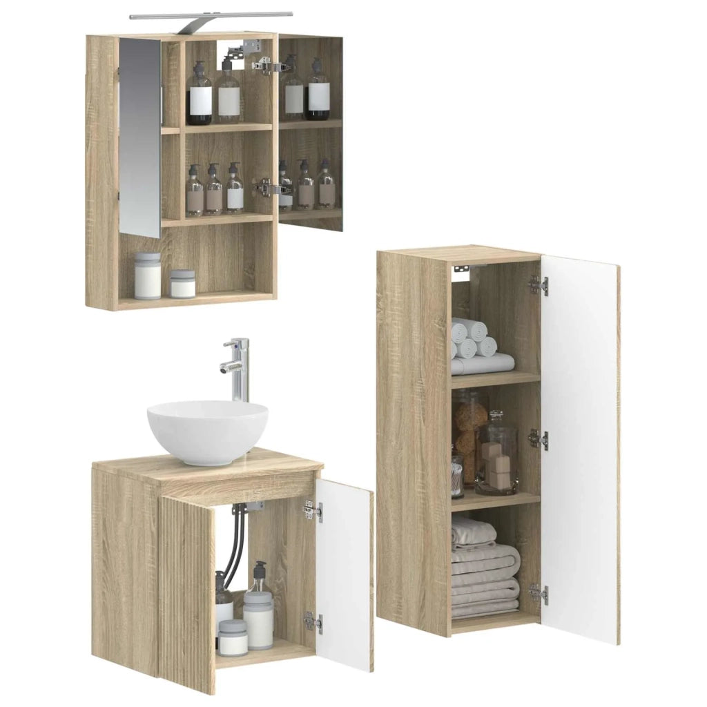 Set di mobili per il bagno 4 pcs Rovere Sonoma 3407417