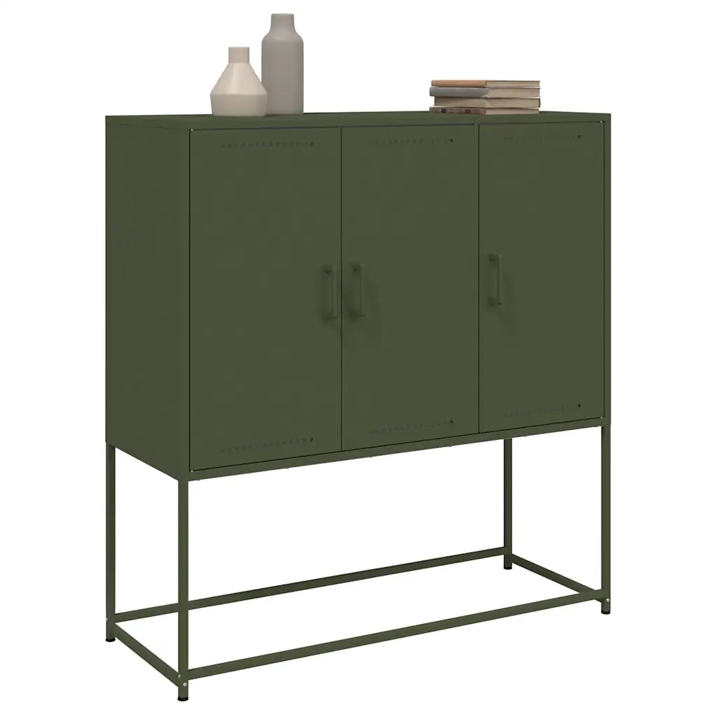 Credenza | Madia | Buffet da pranzo | Armadio da pranzo Verde Oliva 100,5x39x107 cm in Acciaio