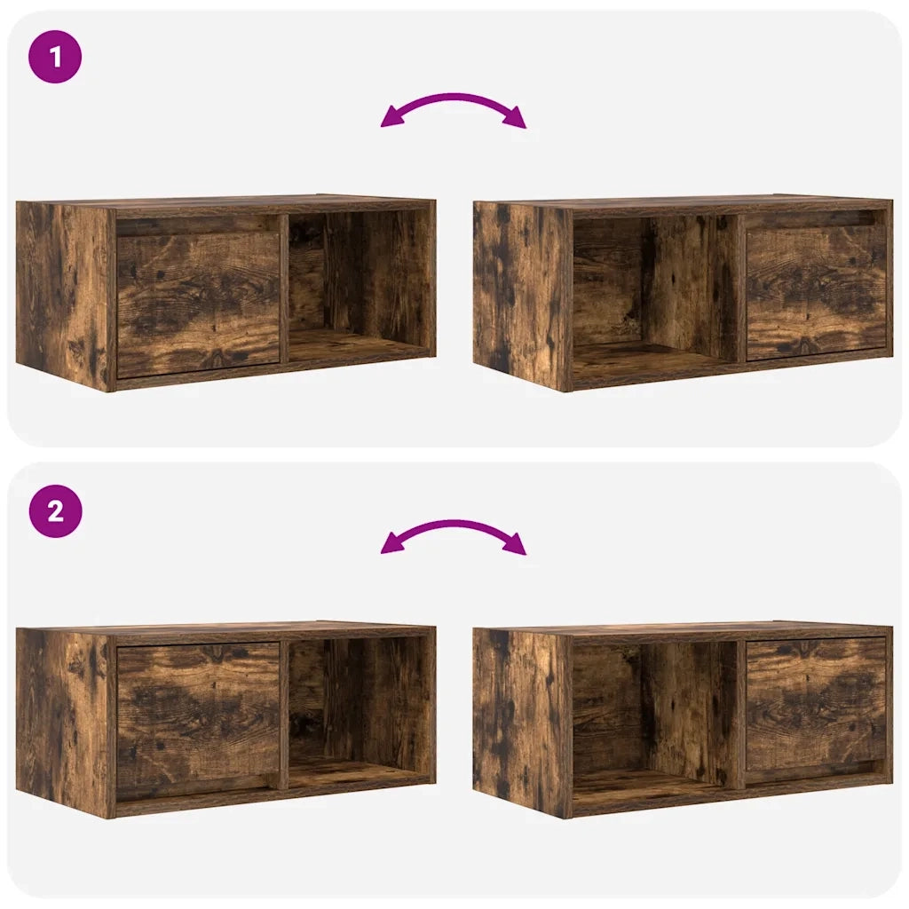 Mobili TV 2 pz Rovere Fumo 60x31x25,5 cm Legno Multistrato 861445