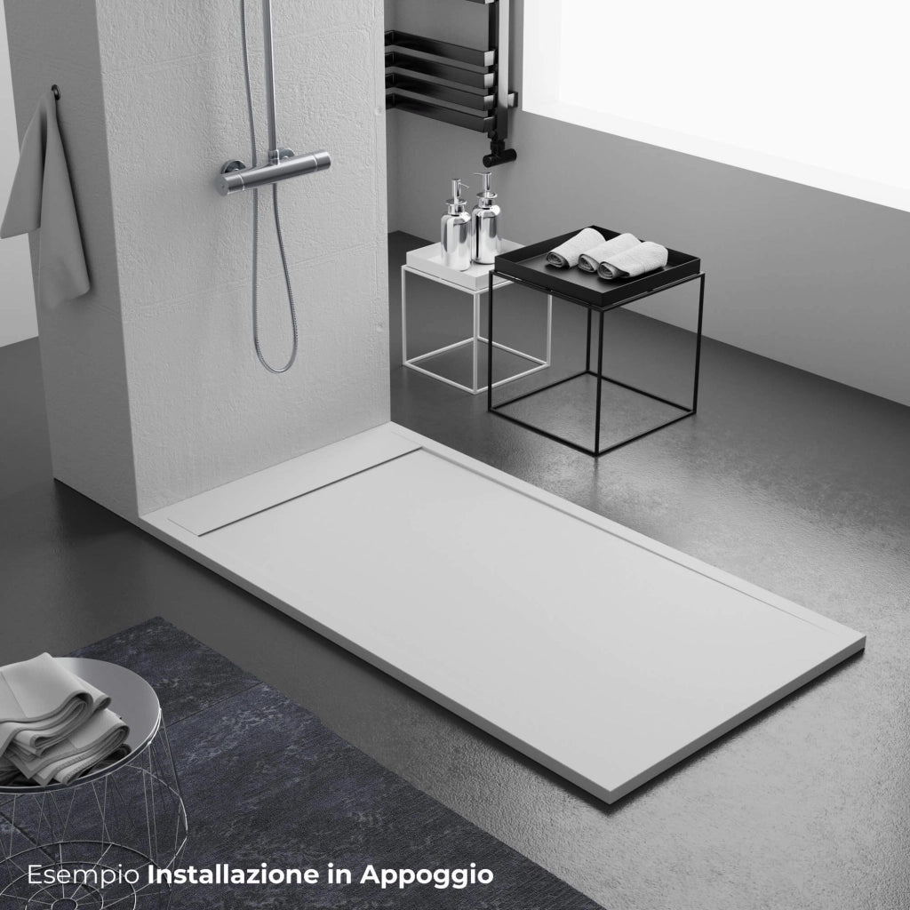 Piatto Doccia 80x140 cm in Pietra Bonussi Kamet Bianco