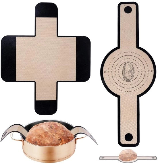 Broodsling siliconica per Dutch Oven, forma rotonda e rettangolare, con manico lungo, resistente al calore, con trattamento antiscivolo, aiuto alla lievitazione, accessori da forno
