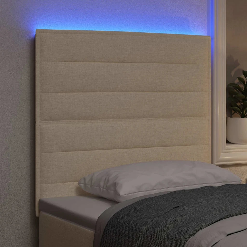 Testiera LED con strisce LED con testiera Crema 90 cm Tessuto 3338277