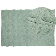 Tappeto in morbido cotone verde 140 x 200 cm con motivo geometrico camera da letto soggiorno