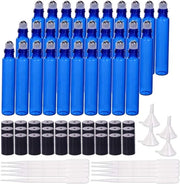 Set di 30 flaconi in vetro blu cobalto da 10 ml con boccette a rullino, olio essenziale, siringhe e contenitori