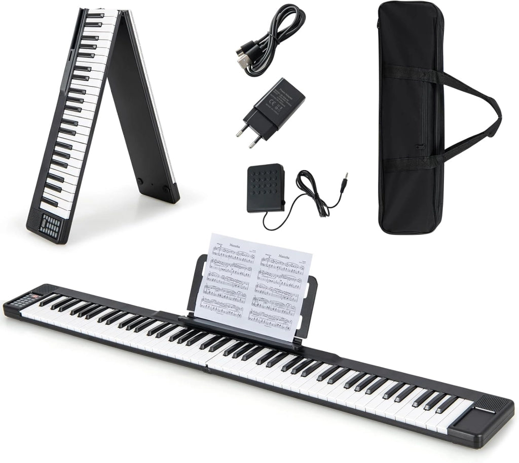 Pianoforte Digitale 88 Tasti Pieghevole con Funzione MIDI & Bluetooth, Tastiera Elettronica Multifunzionale per Principianti con Borsa per Pianoforte