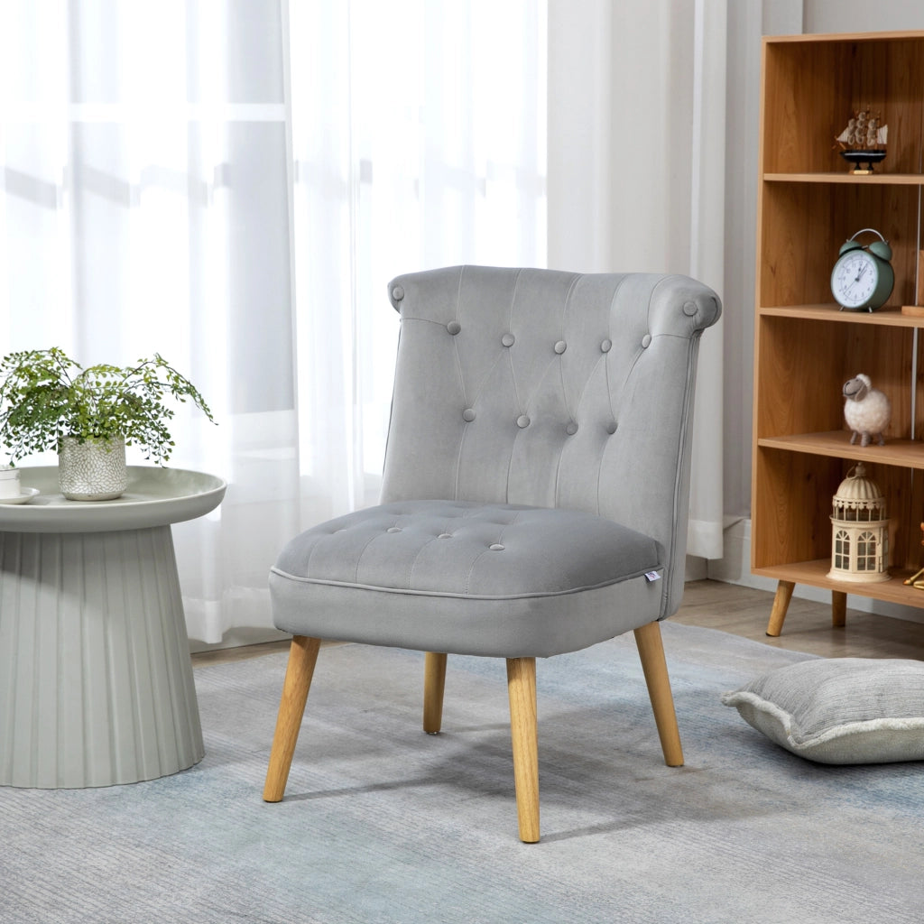 Sedia Moderna con Seduta Imbottita in Tessuto Vellutato ¨C Zephmum ¨C Grigio 60x66x79 cm