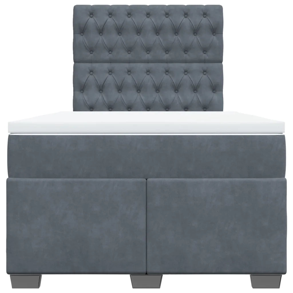 Giroletto a Molle con Materasso Grigio Scuro 120x190 cm Velluto