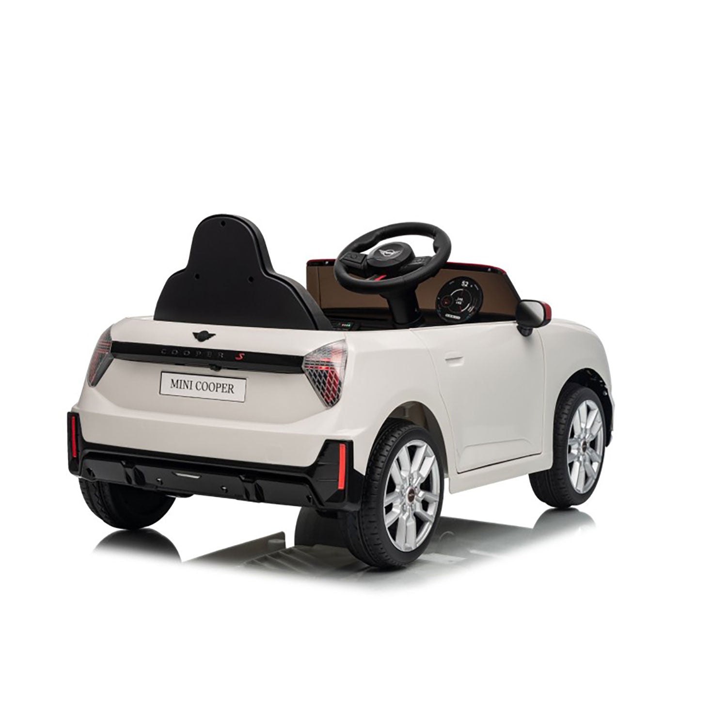 Macchina Elettrica per Bambini Licenza Ufficiale Mini Cooper S Cabrio 12V Sedili in Pelle e Telecomando Bianco