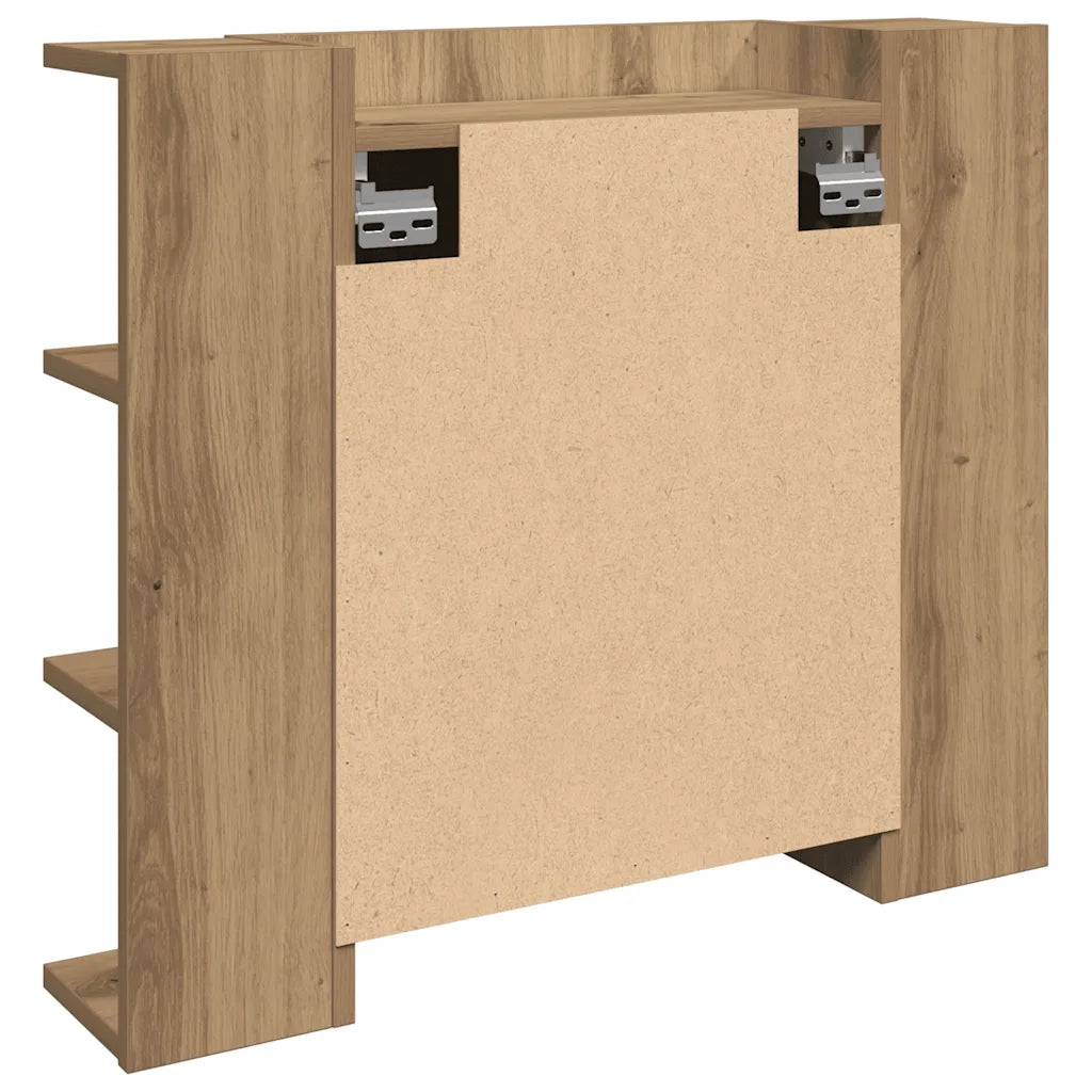 Mobile a Specchio con LED-Armadietto a Specchio Rovere Artigianale 70x16,5x60 cm