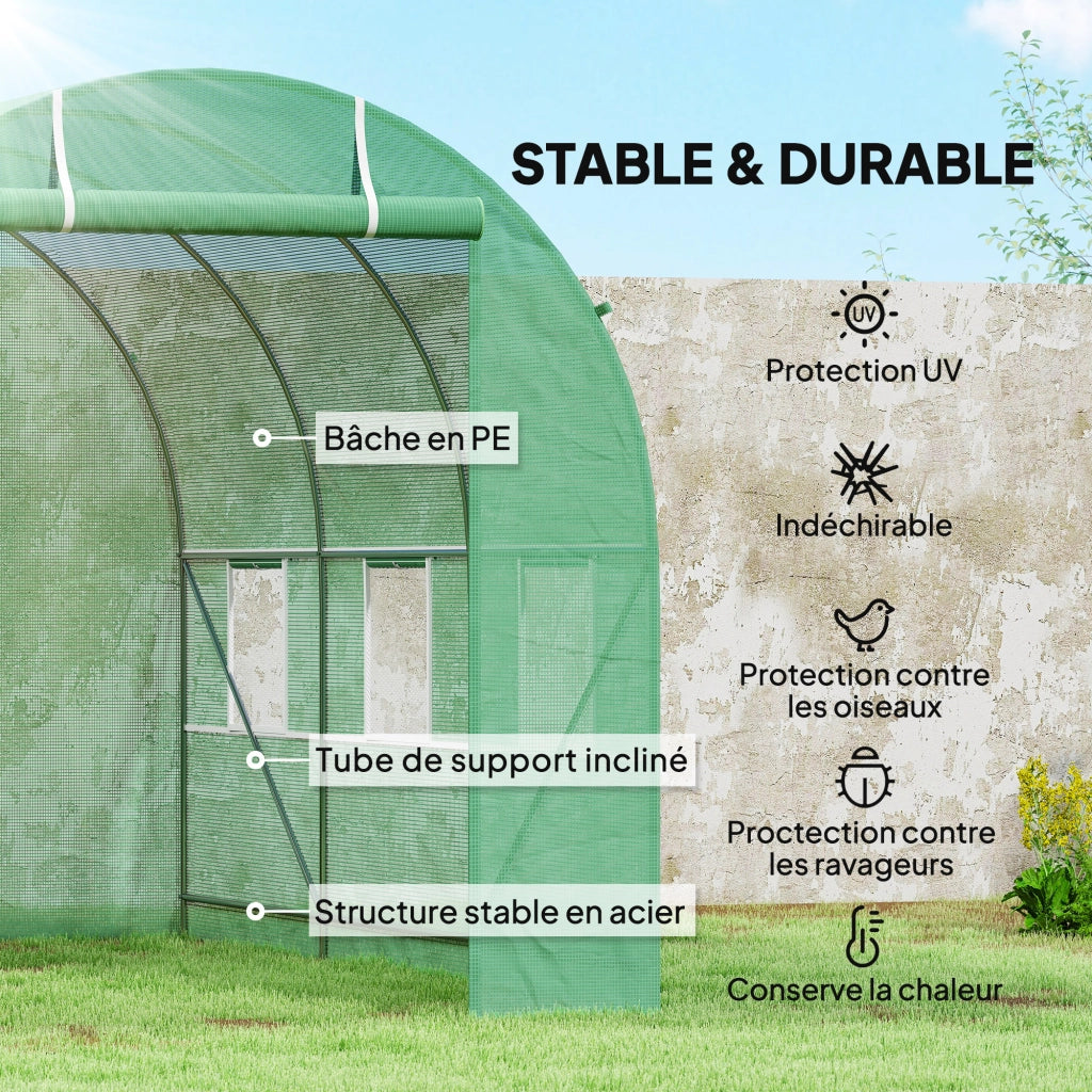 Serra Tunnel da Giardino - Xylo - 7m2 3,5x2x2m Verde con 6 Finestre
