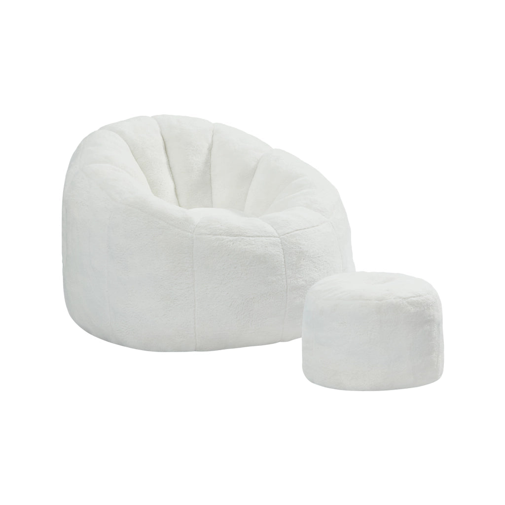 POLTRONA SACCO 105x105x70 cm Bianco sporco con poggiapiedi